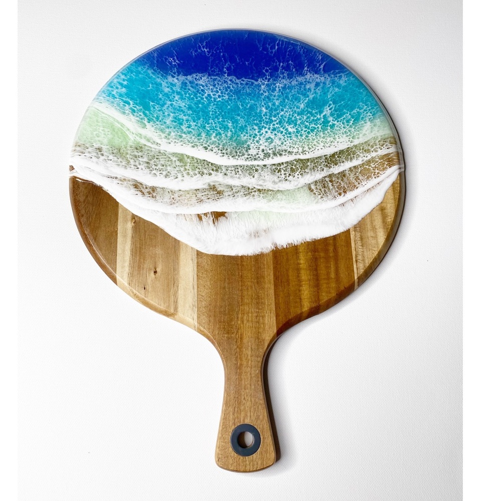 Resin Beach Art Wood Cheese Board Charcuterie